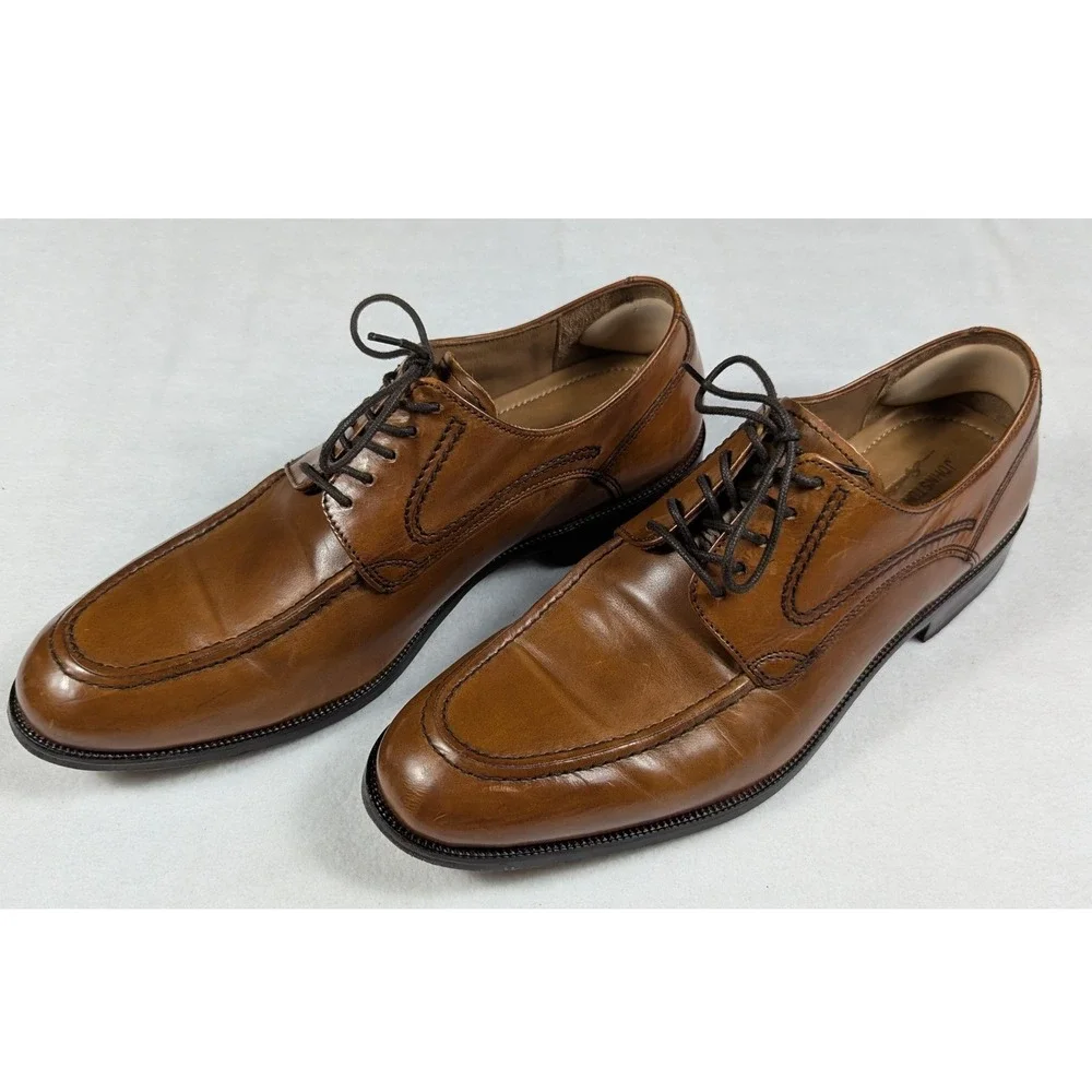 Johnston‎ & Murphy Signature Series Mens Tan Leather Apron Toe Derby Shoes 8 M